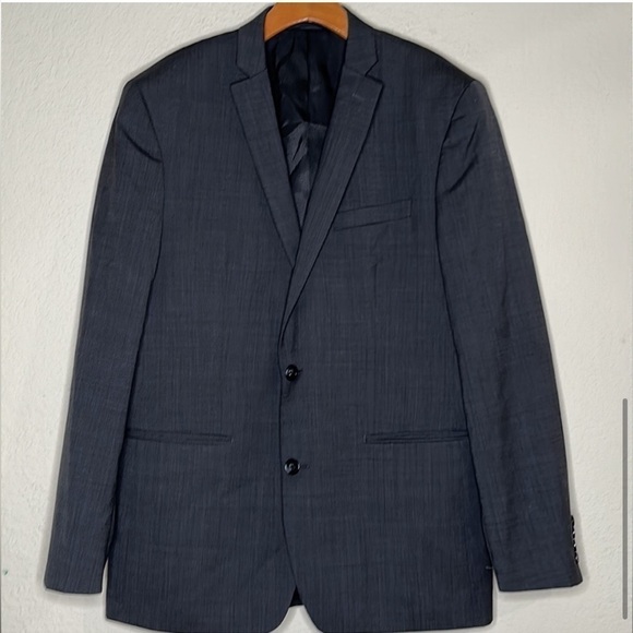 Macys Men’s Slim Fit Wool Suit Jacket Two Button Sportcoat Blazer Gray 42R - Picture 6 of 16
